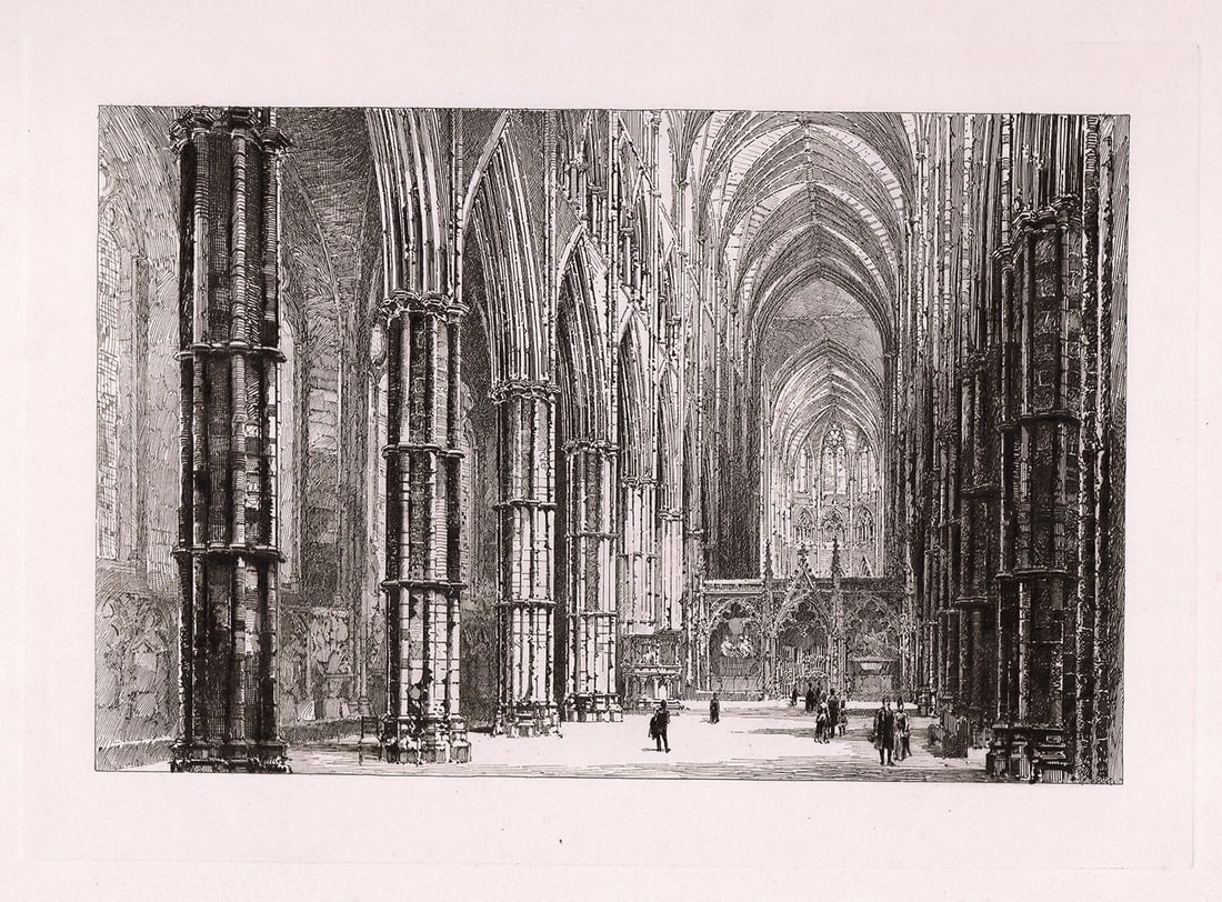 Herbert Railton The Interior of the Nave 1889 etching (1 of 2)