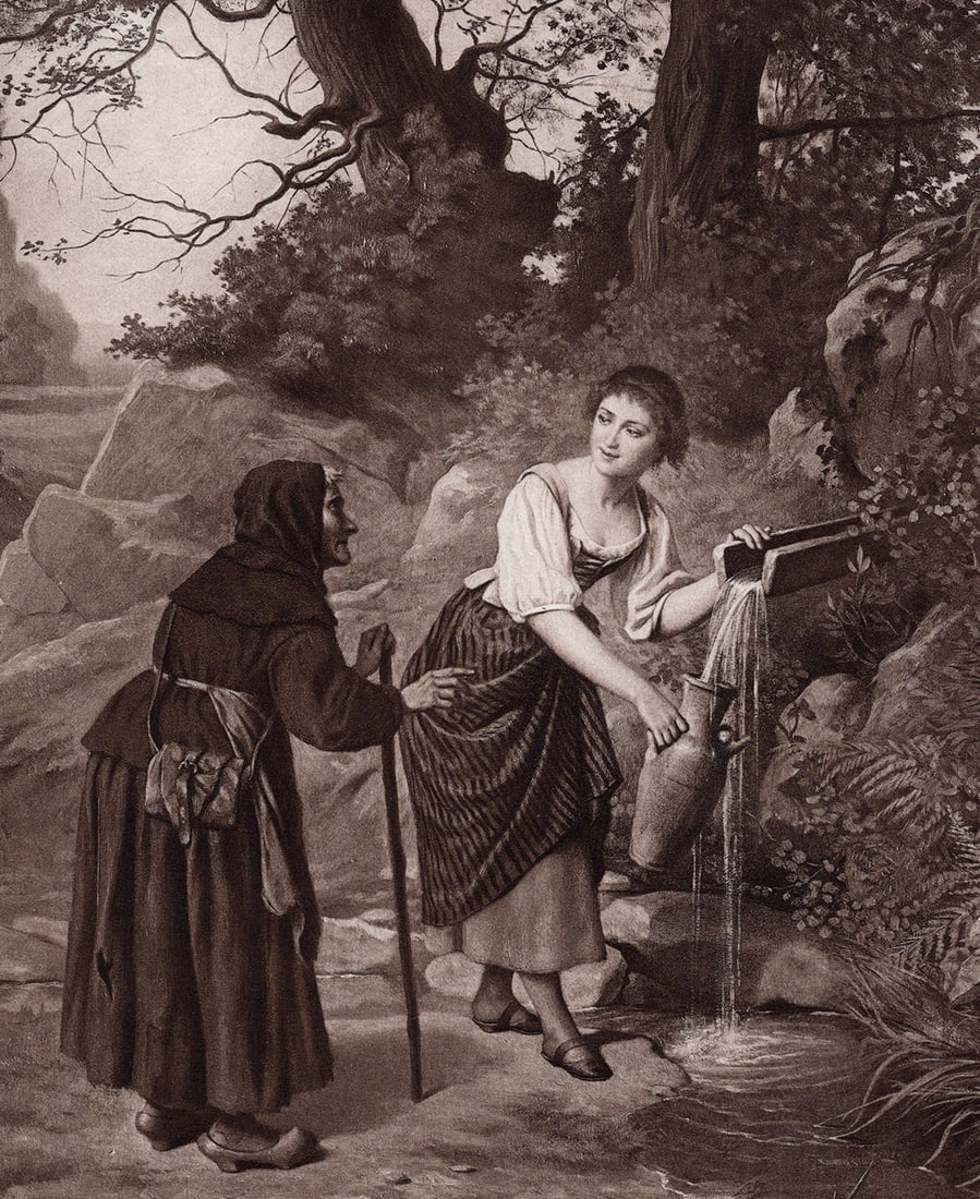 Alexandre-Louis Leloir 1800s Fairytale Print The Fairies Framed Signed: Alexandre-Louis Leloir (French, 1843 - 1884). The Fairies. Antique heliogravure on heavy wove paper after the original. Year: c. 1890. Signed in the plate lower left. Image Size 7 3/4 x 9 5/8 inches.