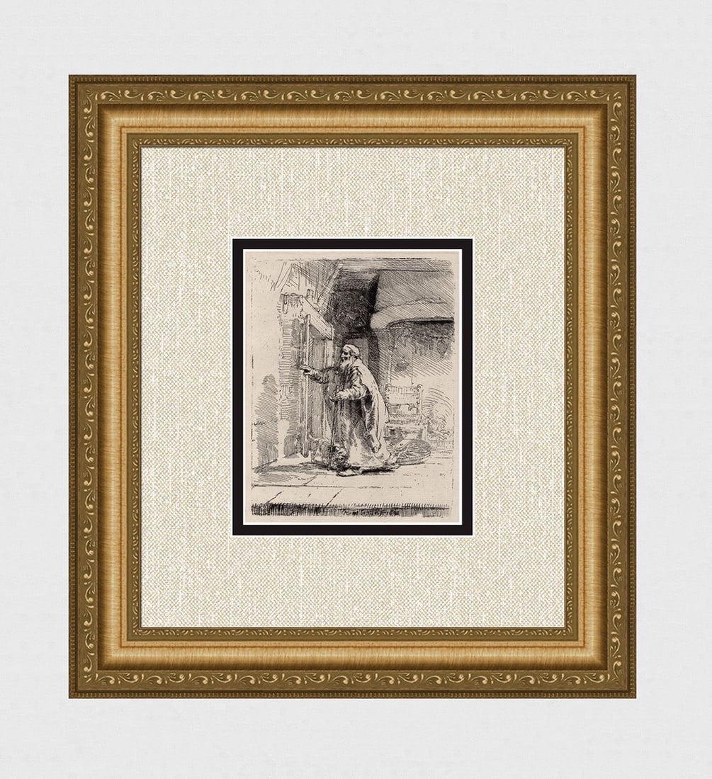 1800s REMBRANDT B42 Etching SIGNED Blindness of Tobit Durand (1 of 4)