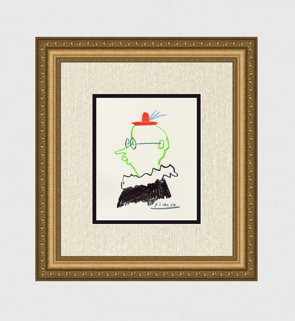 1968 Pablo PICASSO Color Lithograph Thinking Professor Signed Framed (1 of 2)