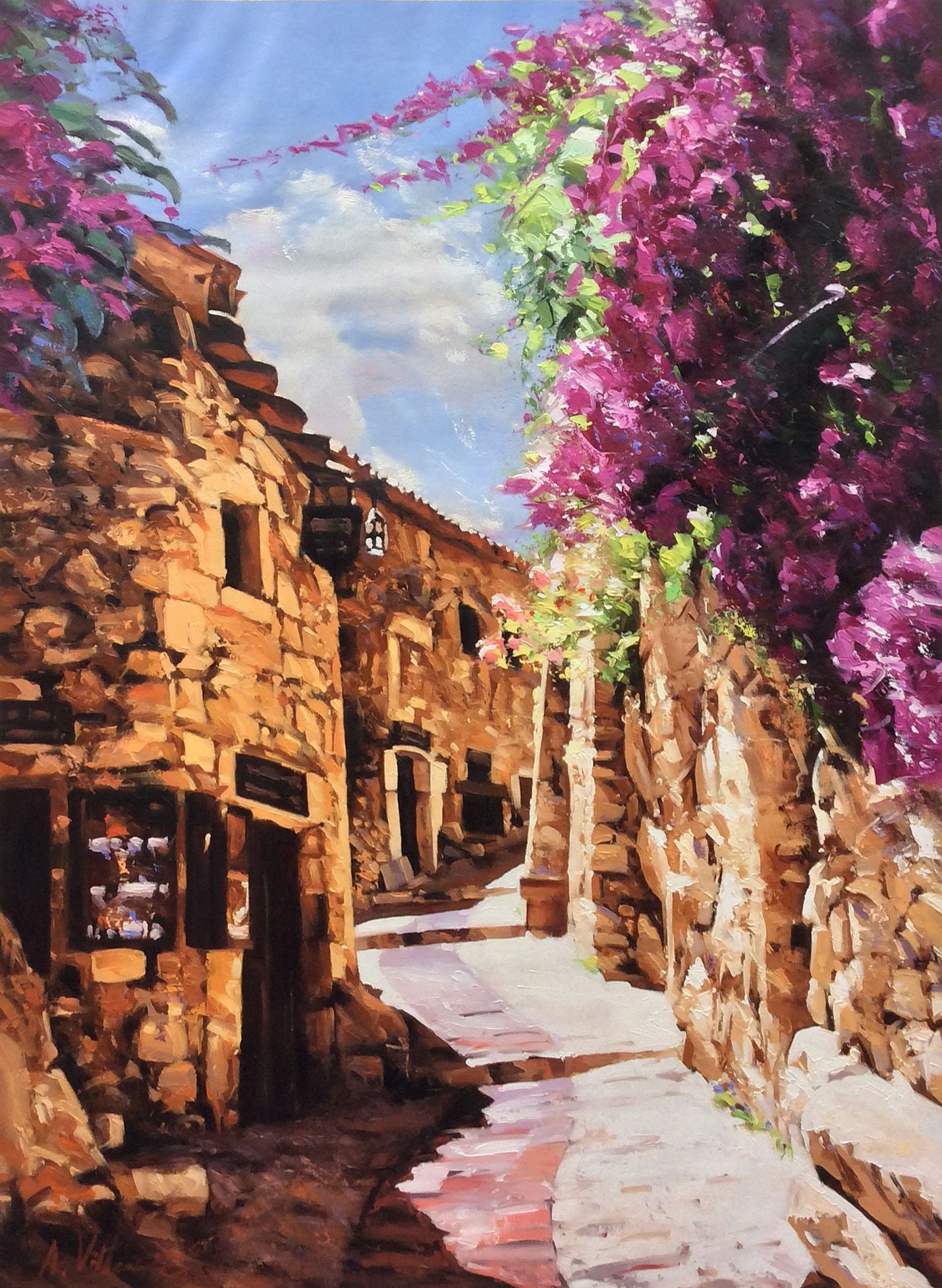 Garcia Villasante Tuscan Oil Painting 30 x 40: Garcia Villasante.Tuscan. Original oil painting on canvas. Canvas Size 30 x 40 inches. Villasante was born in 1965 in the poorest section of Peru, Puno. At the age of 7 he was taken to the port of Lim