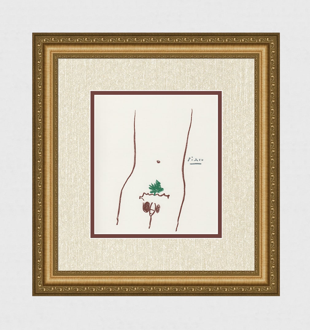 1968 Pablo PICASSO Color Lithograph ADAM Framed SIGNED: Pablo Picasso (1881 - 1973). Adam. 1968 Color lithograph after the pastel on Wove paper. Signed in the Plate. Verlag Ullstein GmbH. Image size 8 1/2 x 9 1/2 inches. Framed dimensions approximately 17