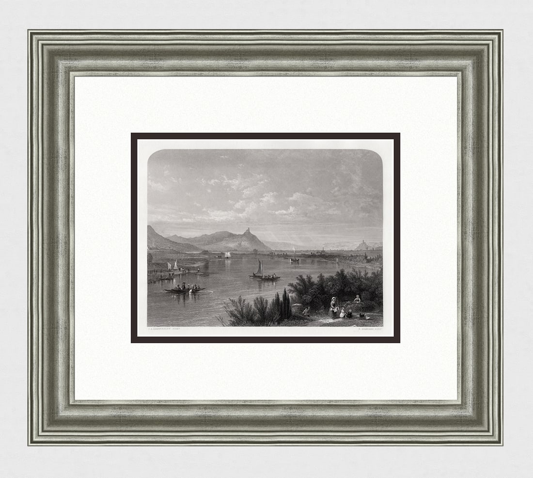James Astbury HAMMERSLE SIGNED 1800s Engraving The River Rhine FRAMED (1 of 4)