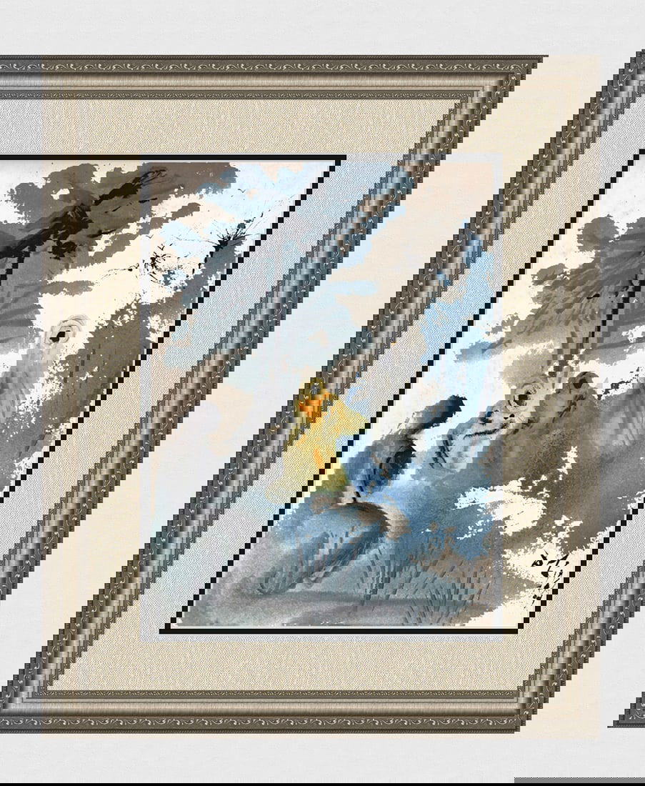 Dali Ruth and Boaz 1967 Original Framed Biblia Sacra Lithograph (1 of 4)