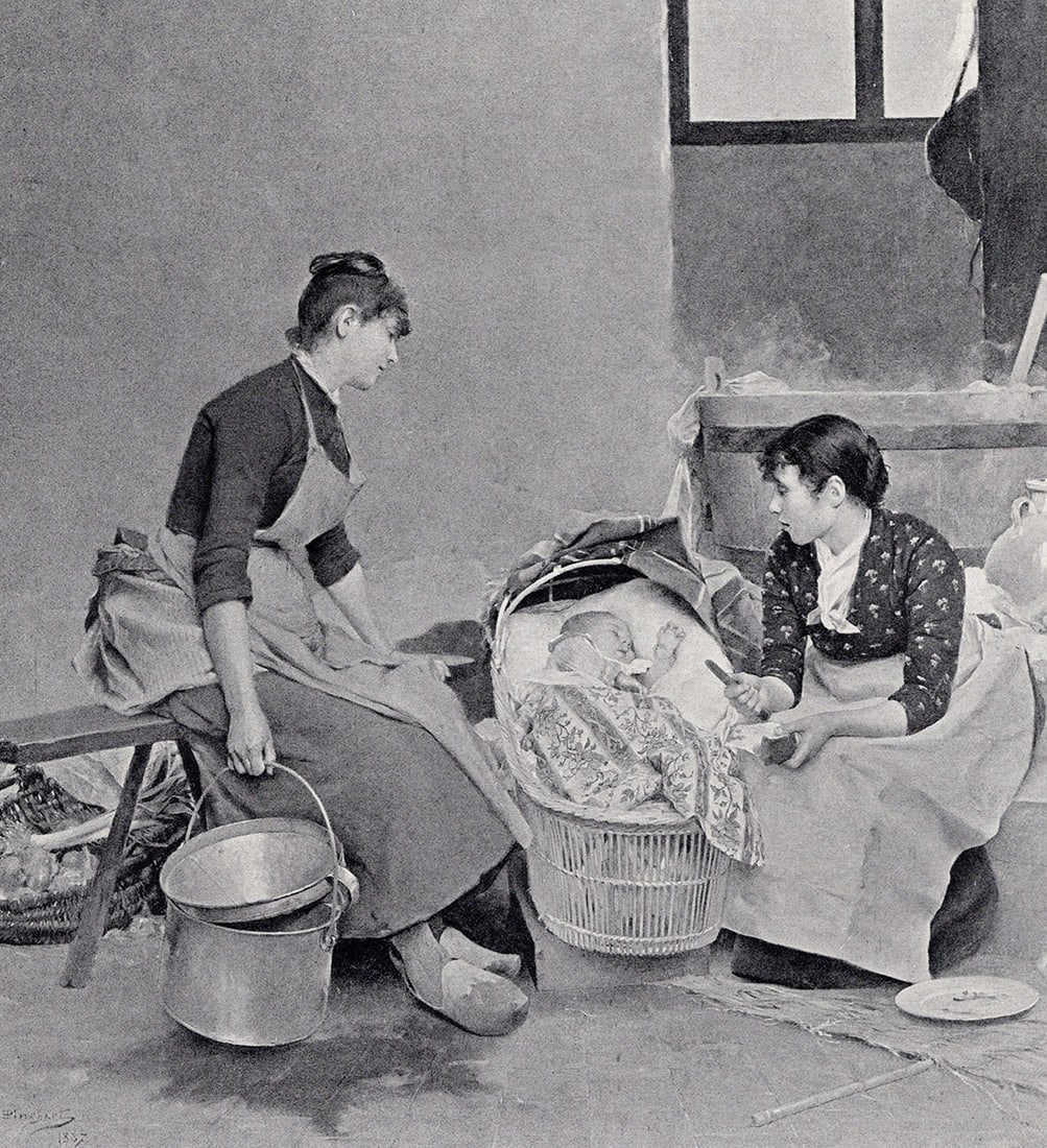 Emile-Auguste Pinchart 1800s Antique Print Childs Slumber SIGNED Framed: Emile-Auguste Pinchart (1842 - 1920). The Childs Slumber. Antique print after the original. Year: c. 1890. Signed in the plate, lower left. Image Size 8 3/4 x 10 inches.Framed dimensions: Approximatel