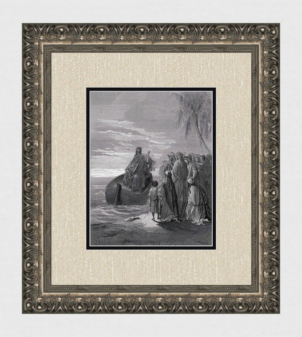 Gustave DORE'S BIBLE 1800s Woodcut Jesus Calls His First Disciples SIGNED FRAMED (1 of 3)