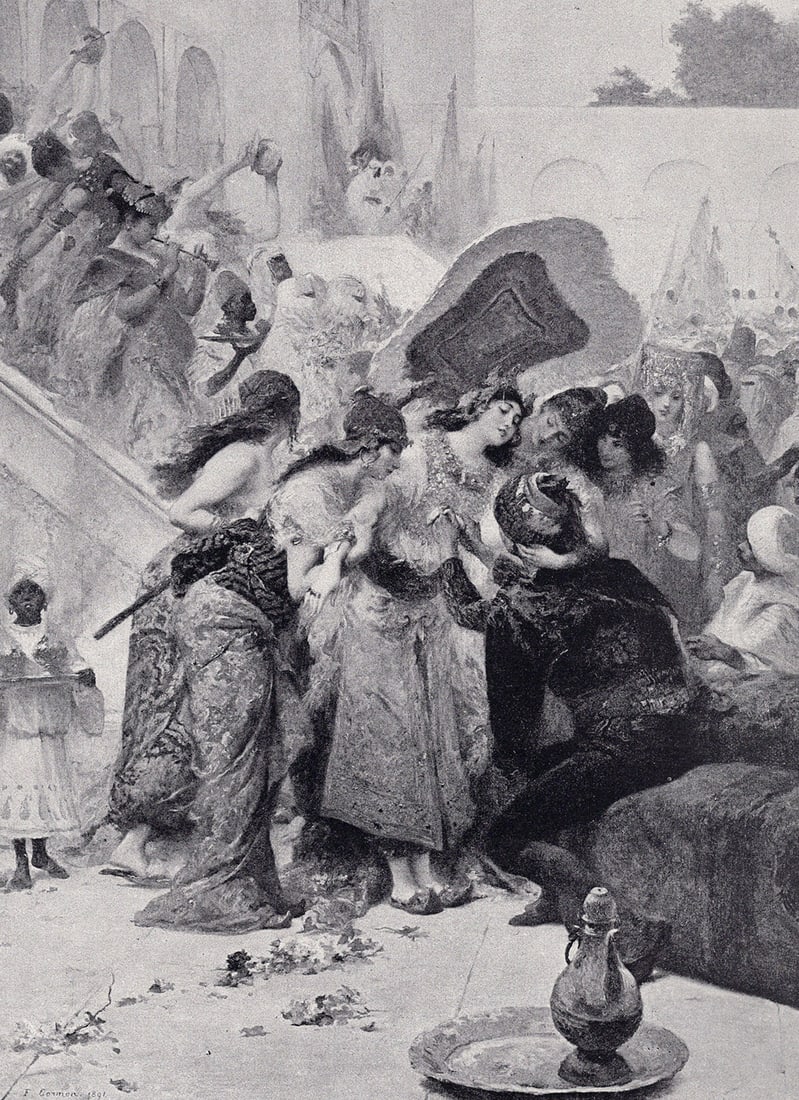 Fernand Cormon 1800s Antique Print The Orientals SIGNED Framed: Fernand Cormon (French, 1845-1924. The Orientals. Antique print after the original. Year: c. 1890. Signature: Signed in the plate. Image Size 7 1/2 x 10 1/4 inches. Framed dimensions: approximately 17