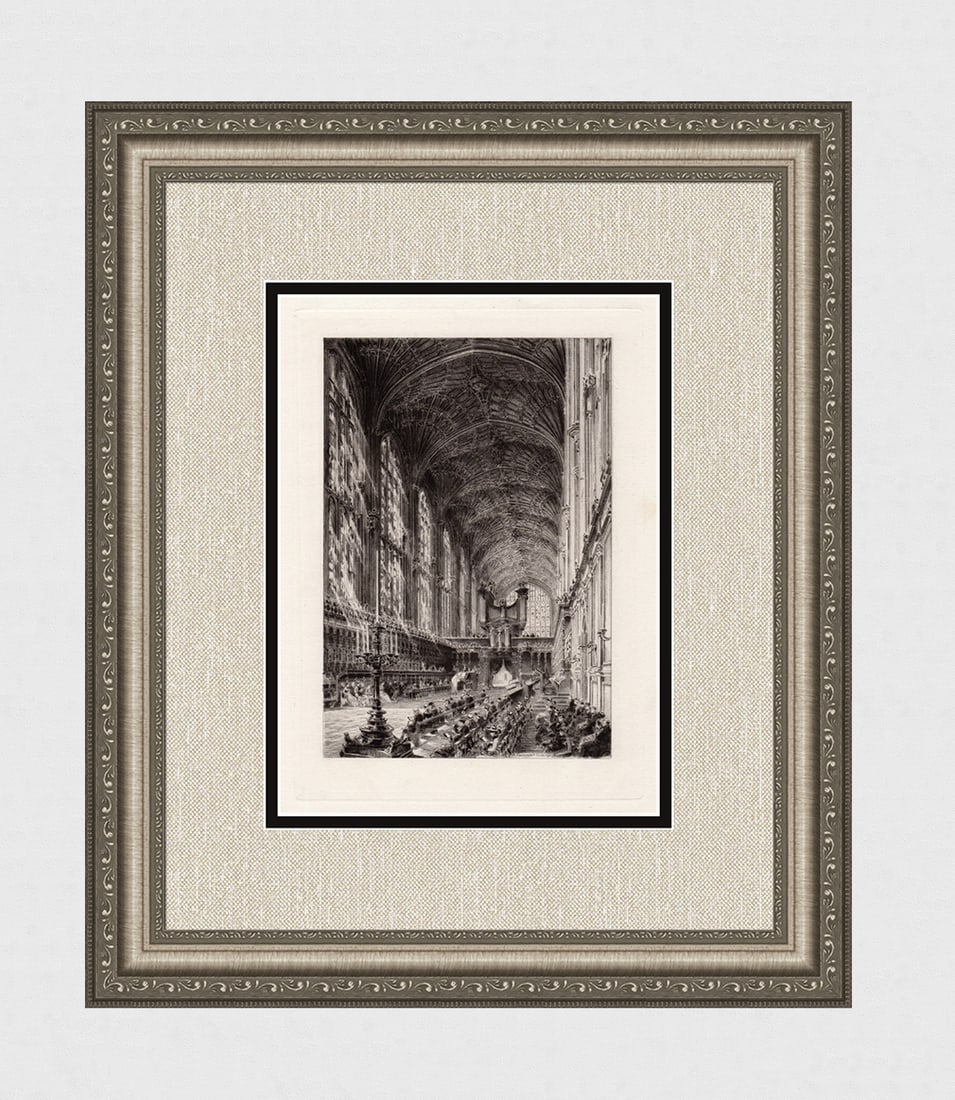 Charles Henri Toussaint Interior of King's College Chapel etching signed (1 of 4)