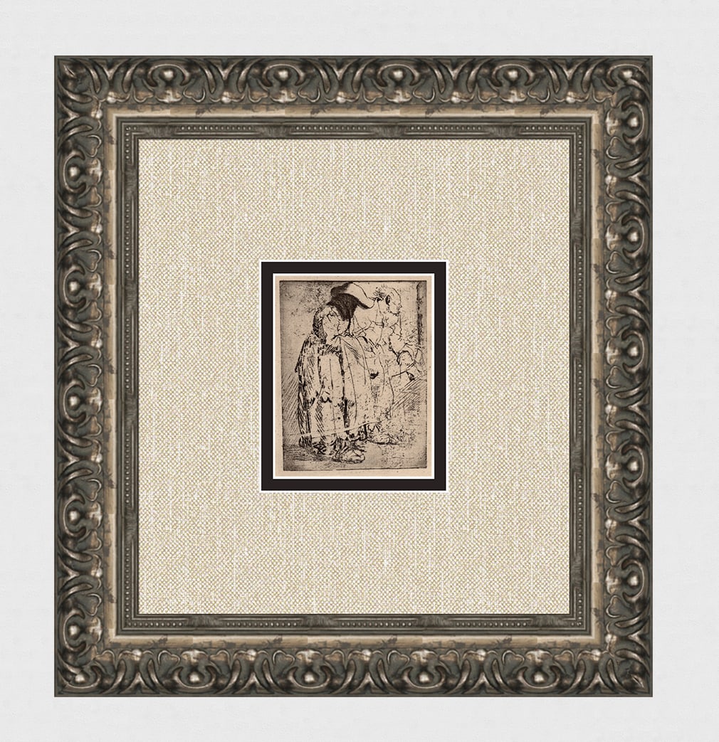 1800s REMBRANDT B183 Etching Beggar Man and Woman Durand Framed (1 of 4)