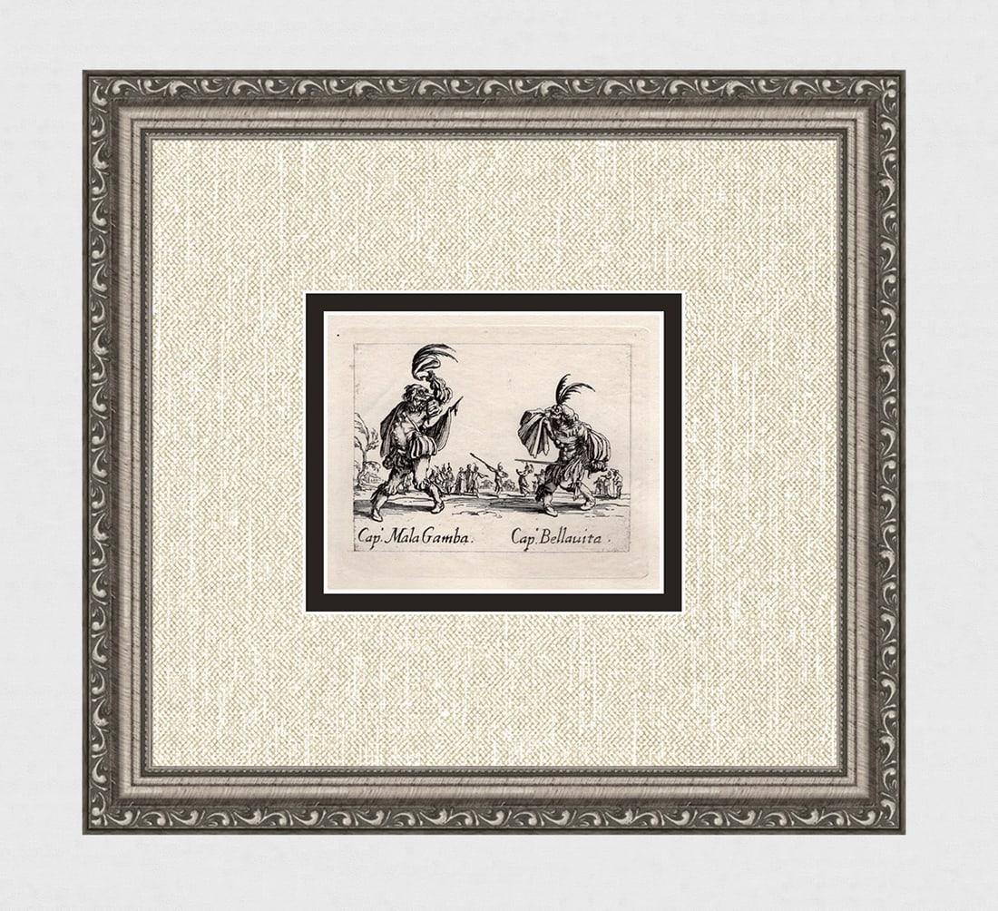 1920 CALLOT Engraving "Mala Gamba & Bellauita" Limited Gallery Framed (1 of 2)