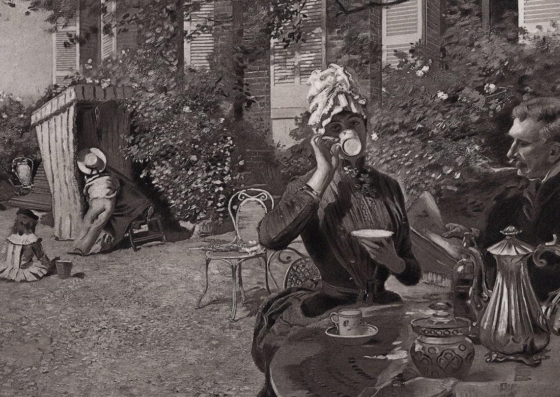 1800s Ernest Duez Antique Print Summer at the Cottage SIGNED Framed (1 of 2)