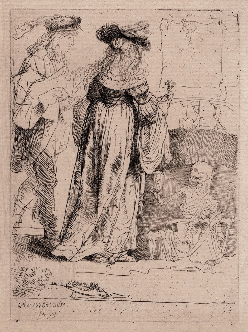 1800s REMBRANDT B109 Etching SIGNED Death Durand - 2