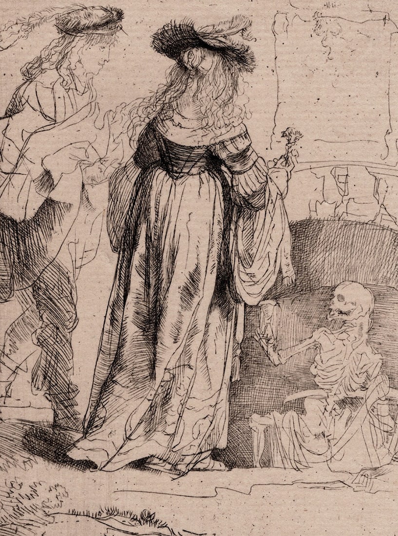 1800s REMBRANDT B109 Etching SIGNED Death Durand - 3