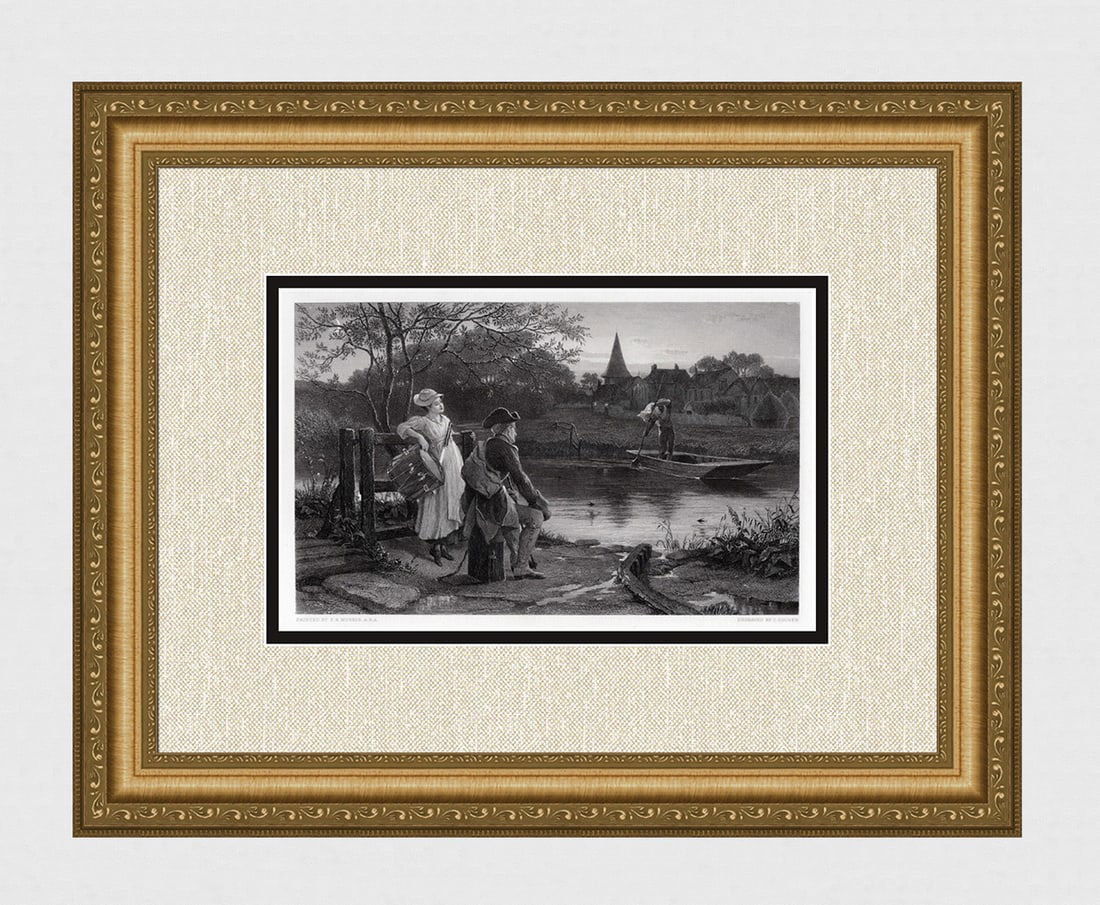 1800s Philip Richard Morris Engraving "The End of the Journey" Framed Signed (1 of 4)