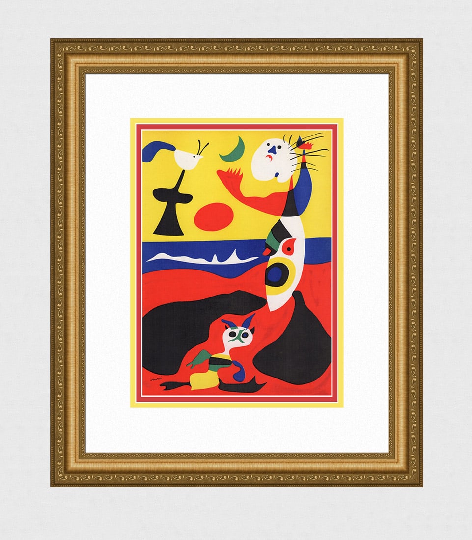1938 Joan Miro Summer lithograph signed: Joan. Miro (1893-1983). "Summer". Original Color Lithograph with Pochoir on Wove Paper. 1938. Signed in the Plate. Excellent. Teriade. Atelier Mourlot. Sheet Size - 10 1/4 x 14 inches. Approximately 1
