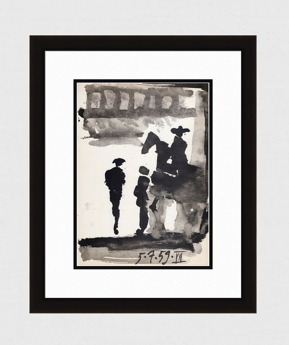 PABLO PICASSO 1961 Vintage Lithograph Entering the Bullring FRAMED (1 of 3)