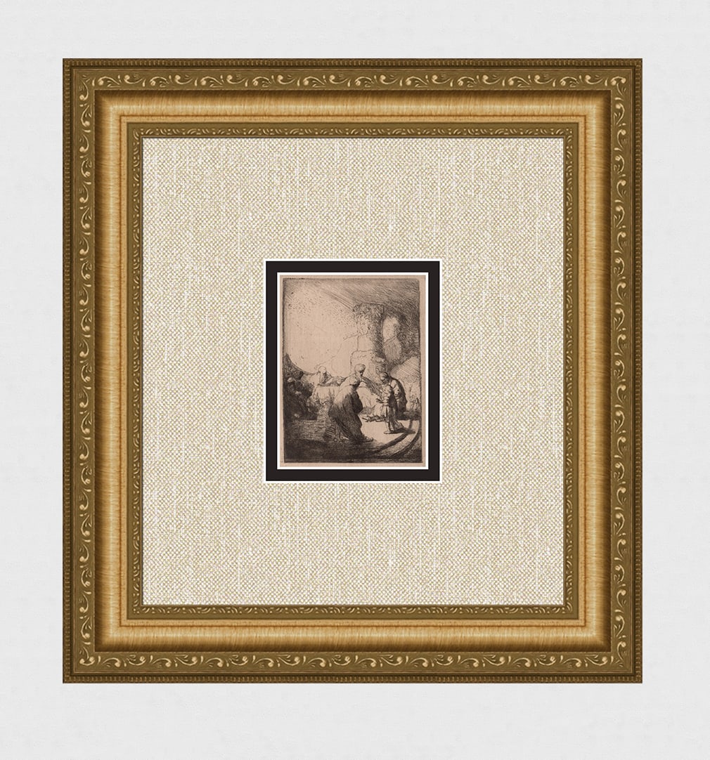 1800s REMBRANDT B66 Etching Christ Disputing Durand Framed (1 of 4)