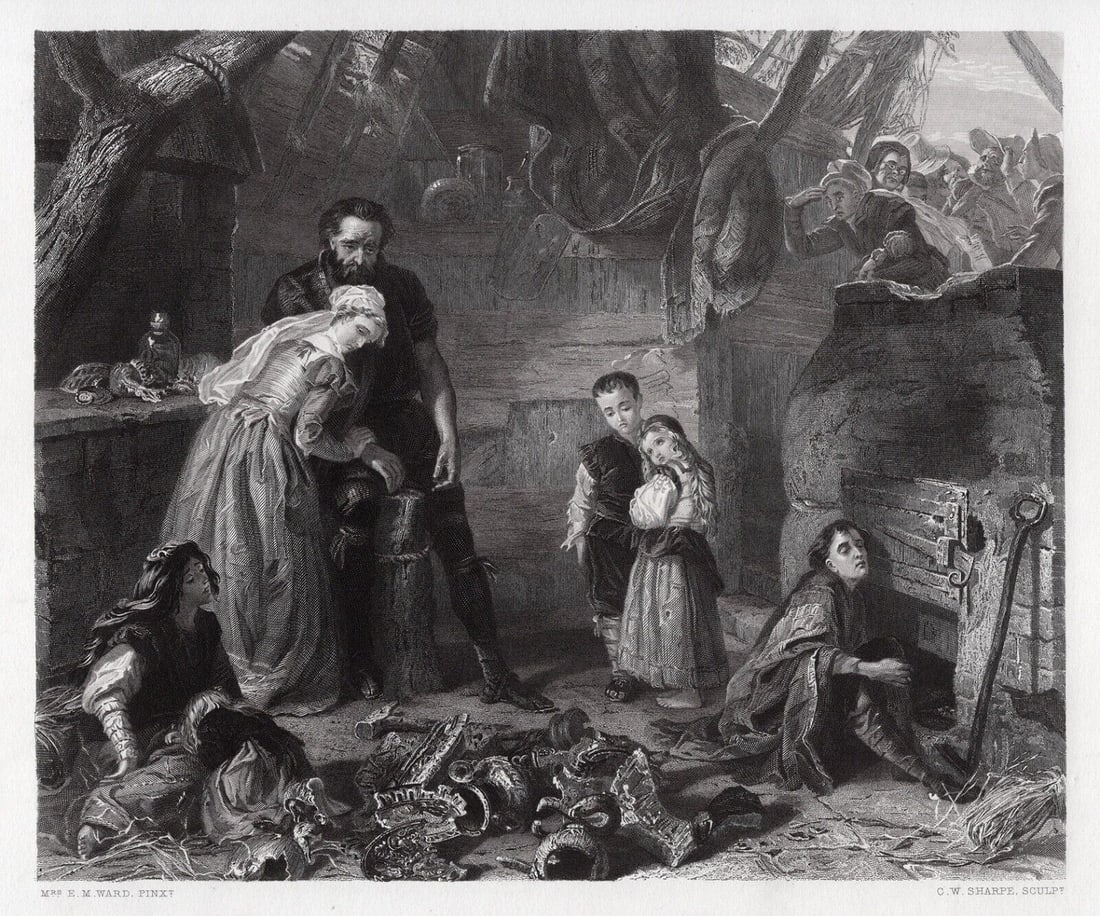 Henrietta Mary Ada Ward 1868 Engraving The Potters Shop SIGNED FRAMED (1 of 3)