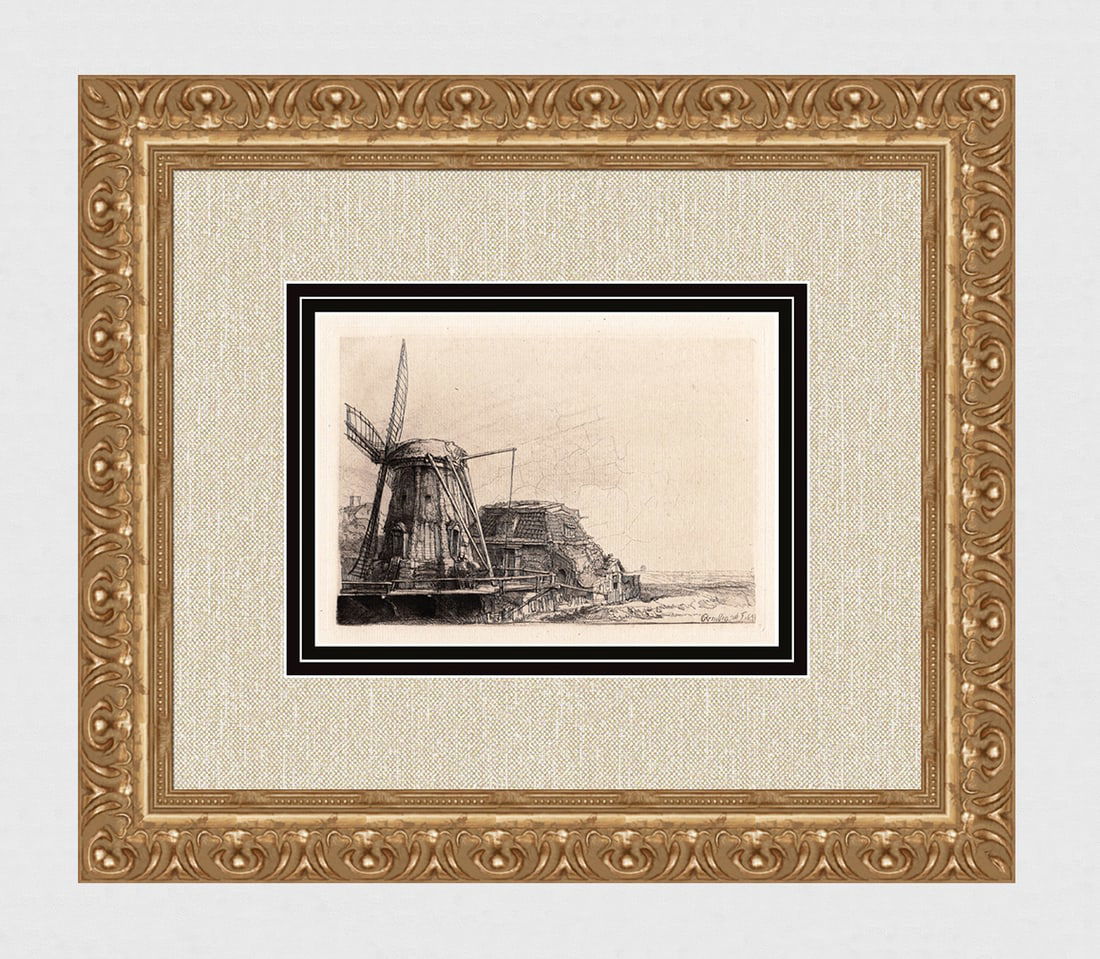 1800s REMBRANDT B233 Etching SIGNED The Windmill Original Durand (1 of 4)