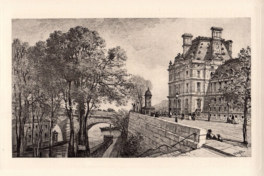 William Wyld The Pavillon de Flore 1883 etching (1 of 2)