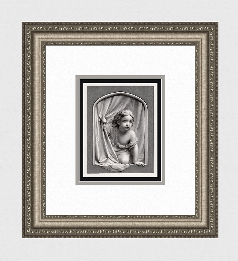 1800s Francis John Williamson Engraving "Child at Sunrise" FRAMED (1 of 3)