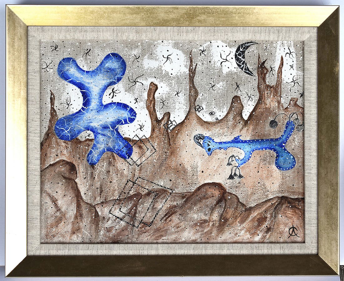 CONSTANTINE Original Abstract Painting "Mountain Pass" Signed Framed: Alexander Constantine. Mountain Pass. Original Acrylic Painting on Canvas. Signed by the artist. Painting size 11 x 14 inches. Framed Dimensions: 14 1/2 x 17 1/2 inches This artwork is accompanied by