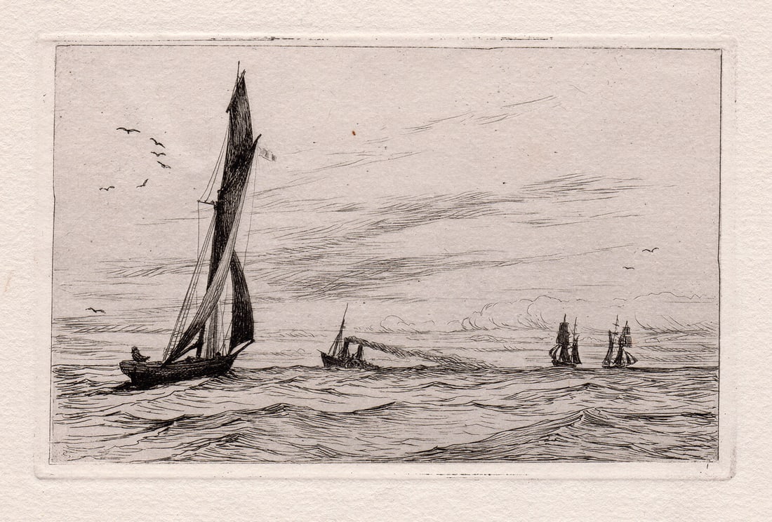 George Stratton Ferrier Sailboats 1879 etching (1 of 2)
