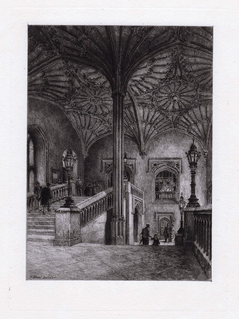 Alfred Louis Brunet Debaines Staircase of Christchurch 1879 etching (1 of 2)