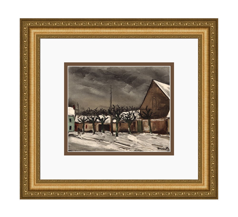 1958 Maurice de Vlaminck Les Tilleuls sous la Neige lithograph signed (1 of 2)
