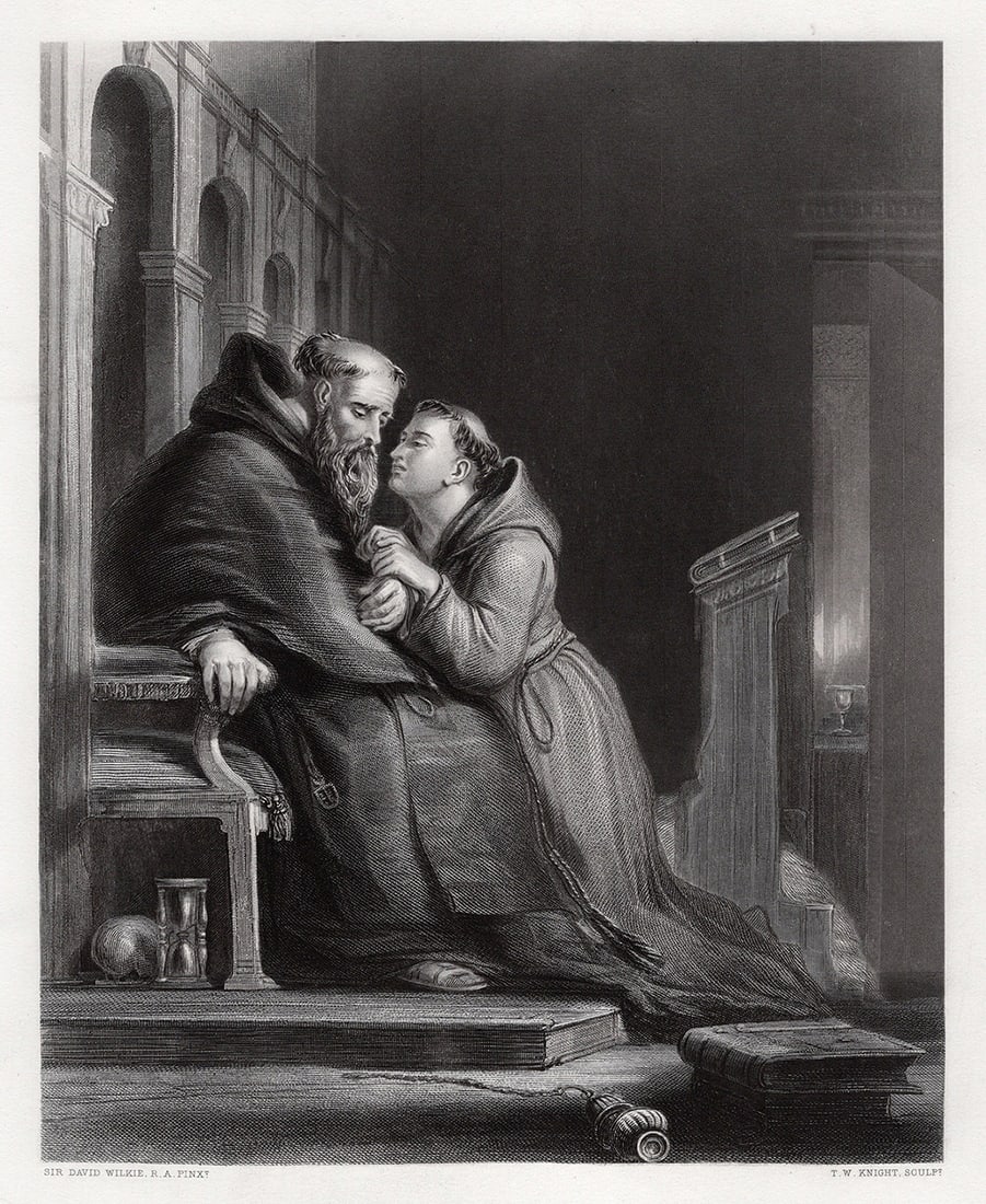 1800s David WILKIE SIGNED Engraving The Confessional Framed (1 of 3)
