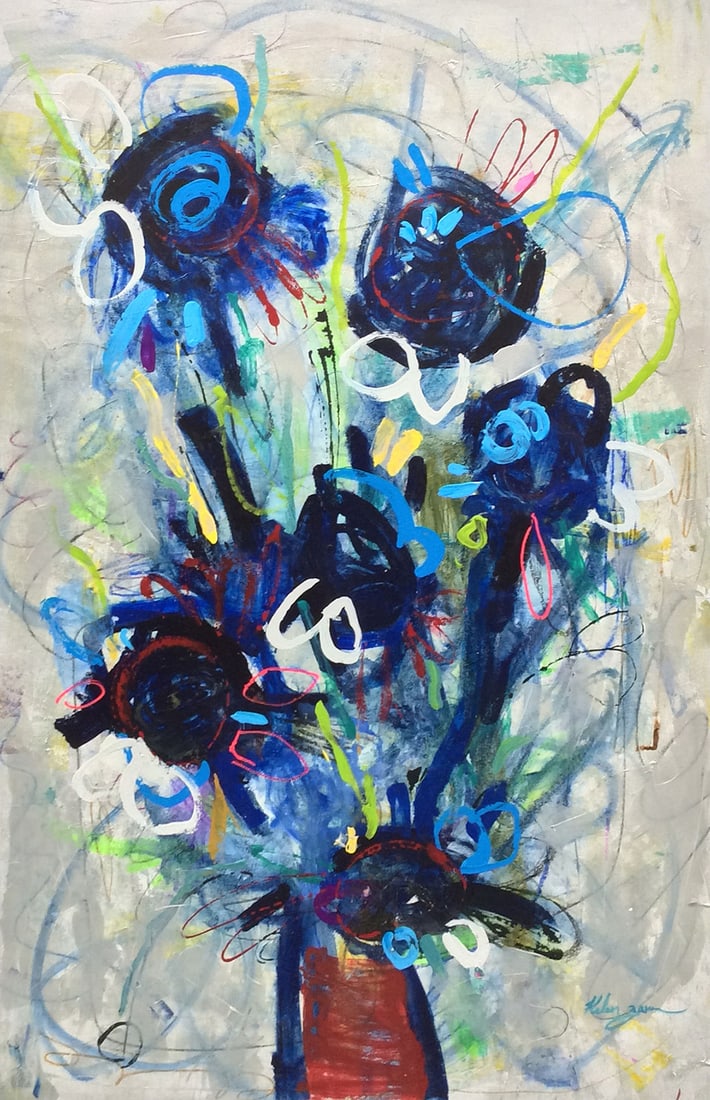 Helen Zarin Original Painting Fleurs Abstracto 32 x 48 Inches (1 of 3)