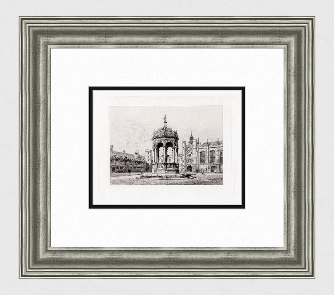 Alfred Louis Great Court of Trinity College 1880 etching (1 of 3)