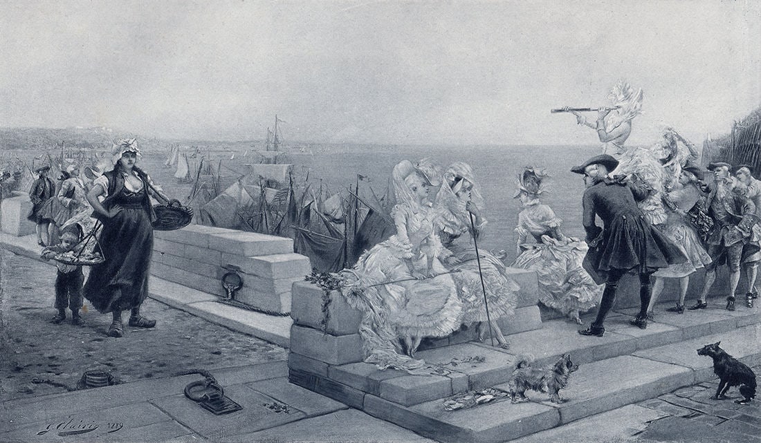 Georges Clairin 1890 Antique Print On the Pier signed (1 of 2)