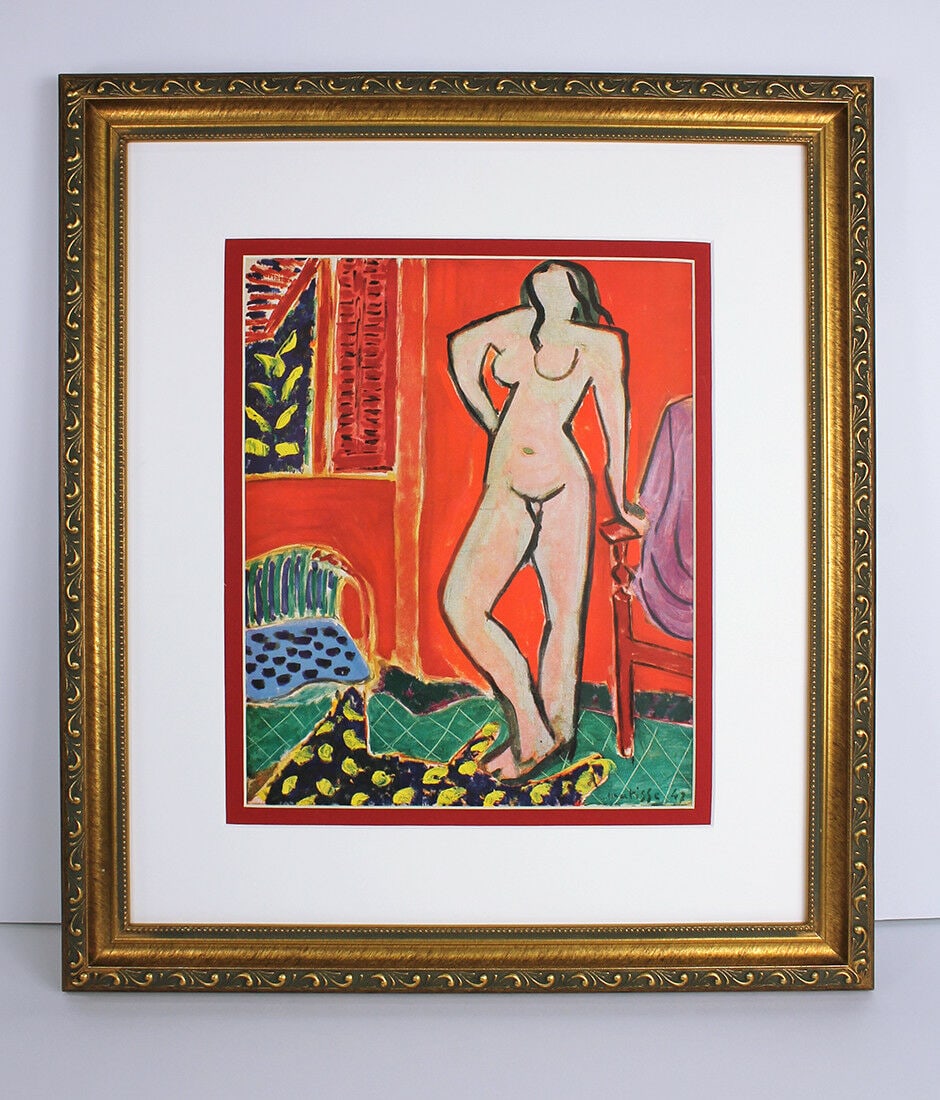 Henri Matisse Standing Nude (Nue Debout) 1948 print: Henri Matisse. (1869-1954). Standing Nude (Nue Debout). Color heliogravure after the original oil on canvas. 1948. Signed in the plate, lower right. Excellent. Teriade. Atelier Draeger Freres. Image S
