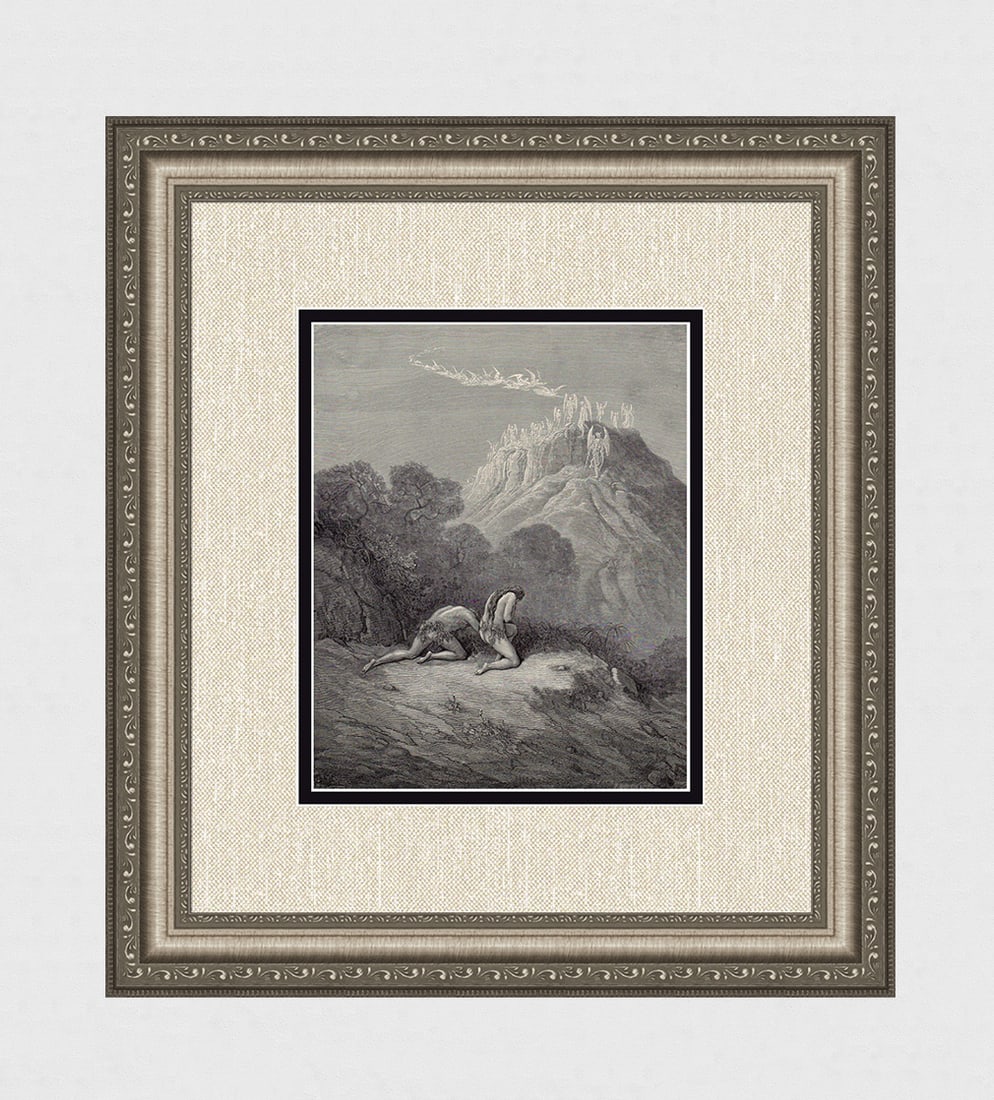 Gustave Dore Punishment for the Original Sin (Milton's Paradise Lost) c. 1880 Woodcut Signed: Gustave Dore (Paul Gustave Louis Christophe Dore) (French, 1832-1883). Punishment for the Original Sin (Milton's Paradise Lost). Antique woodcut wove paper after the original by master wood engraver A