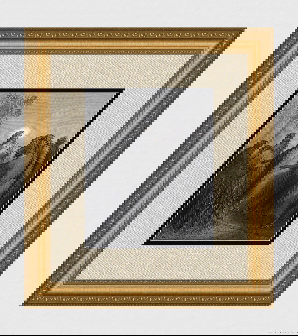 Gustave Dore 1800s Religious Woodcut "Jesus In the Corn-field" Signed Framed (1 of 3)