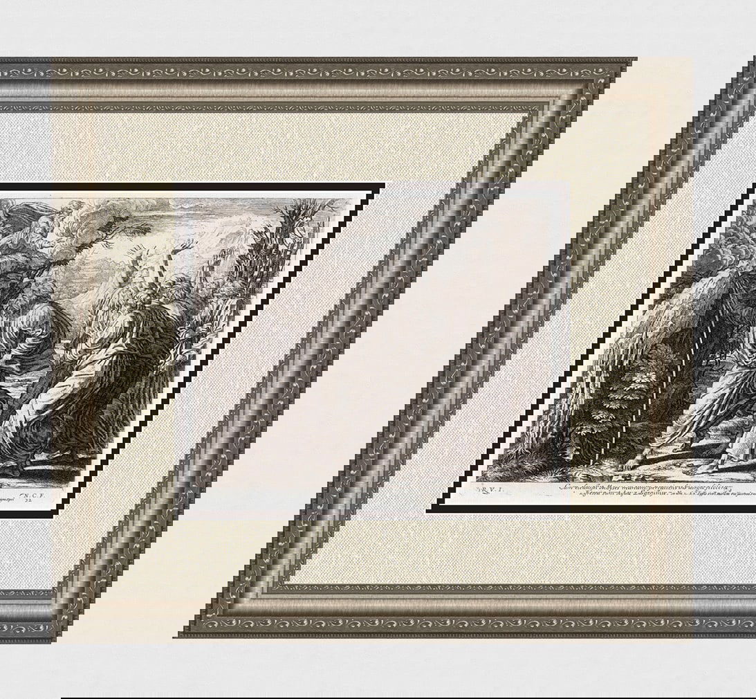 Raphael 1649 Engraving Vatican Moses brings water from the rock: Raphael (Italian, 1483-1520). Moses brings water from the rock. Antique 1649 engraving on laid paper after the original from the series of etchings Biblical Scenes, after the frescoes by Raphael in th