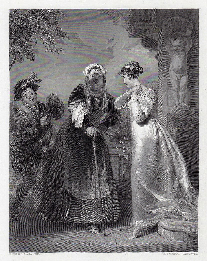 1800s Henry William PICKERSGILL Engraving Florimel & the Witch SIGNED Framed (1 of 3)