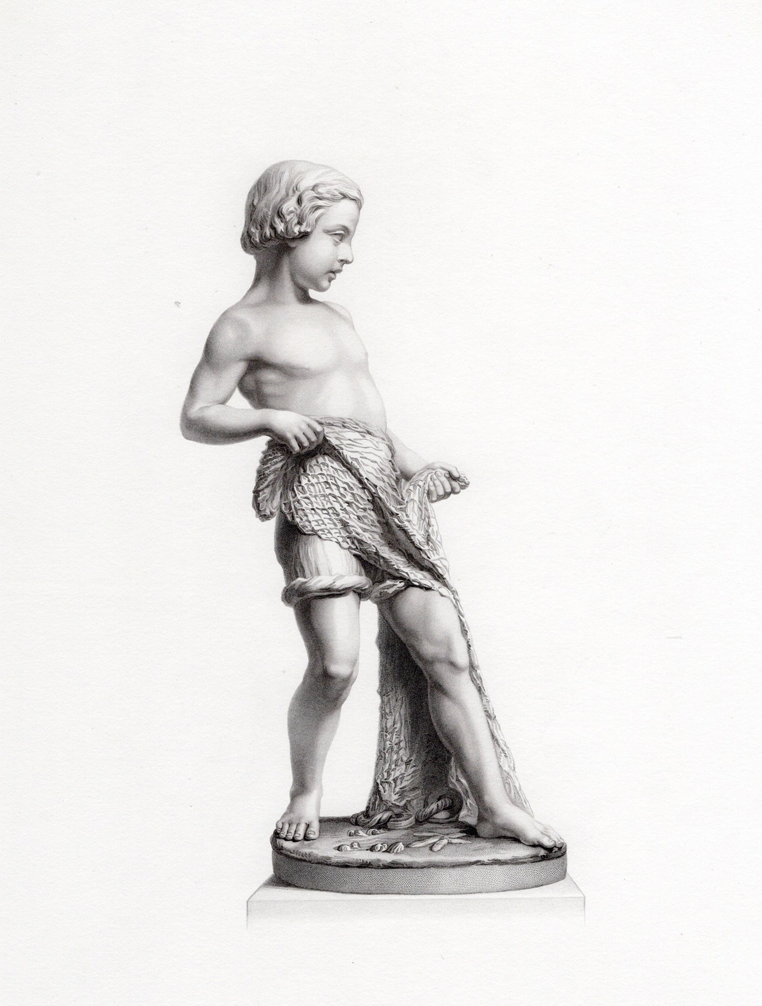 1800s Mary Thornycroft 1800s Engraving "The Young Fisherman" Framed (1 of 2)