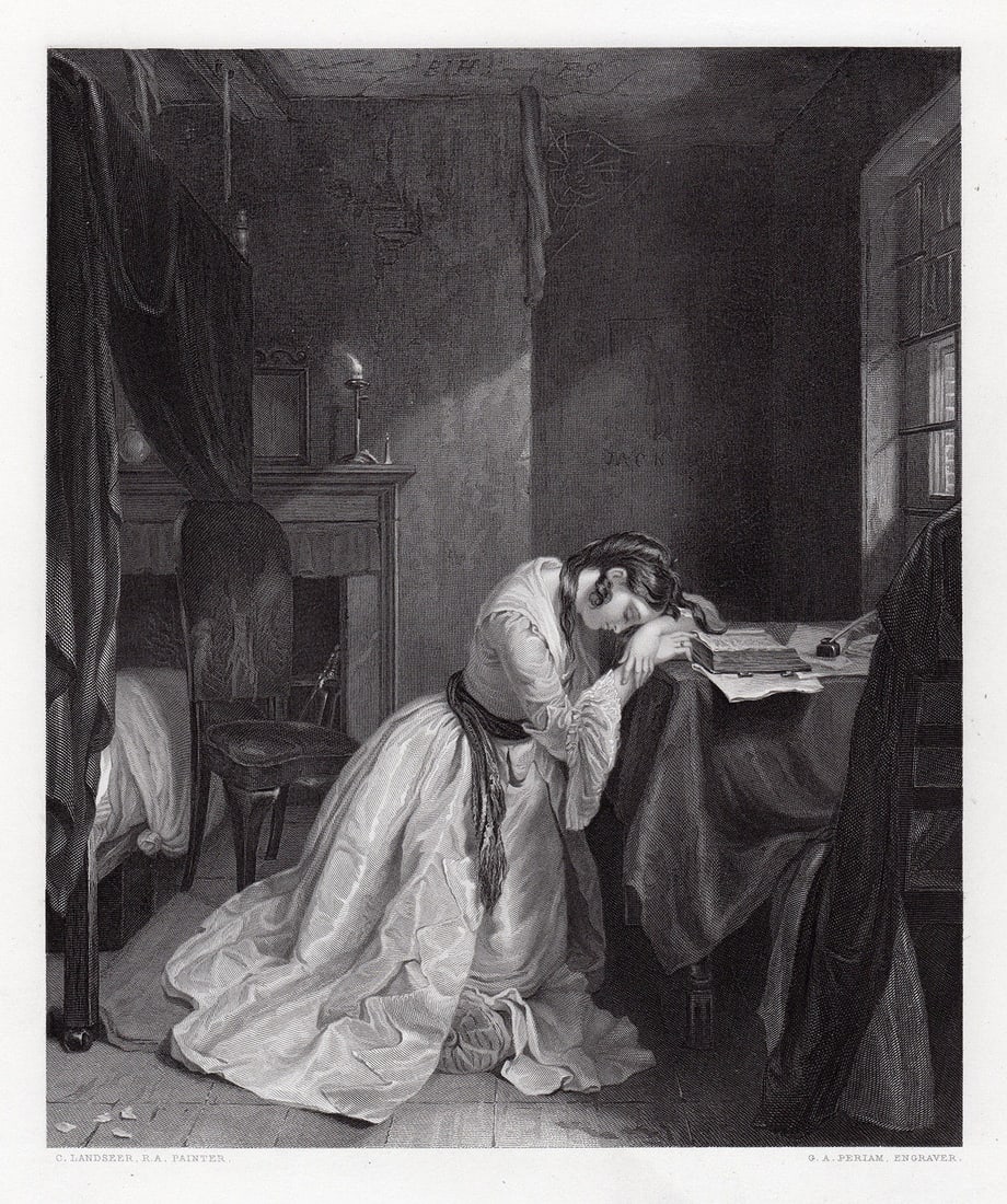 Charles Landseer Clarissa Harlowe in the Prison Room of the Sheriff’s Office 1850 engraving (1 of 3)