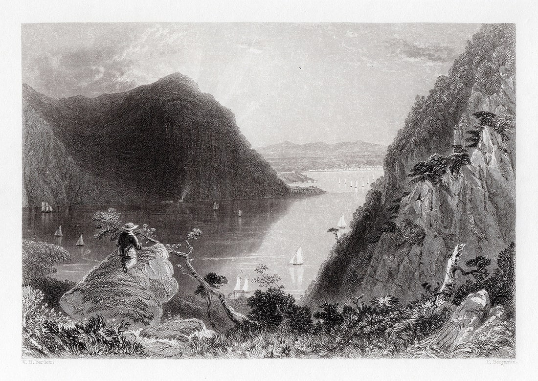 SIGNED 1800s William H. Bartlett Engraving NY Mountains of the Hudson FRAMED (1 of 3)