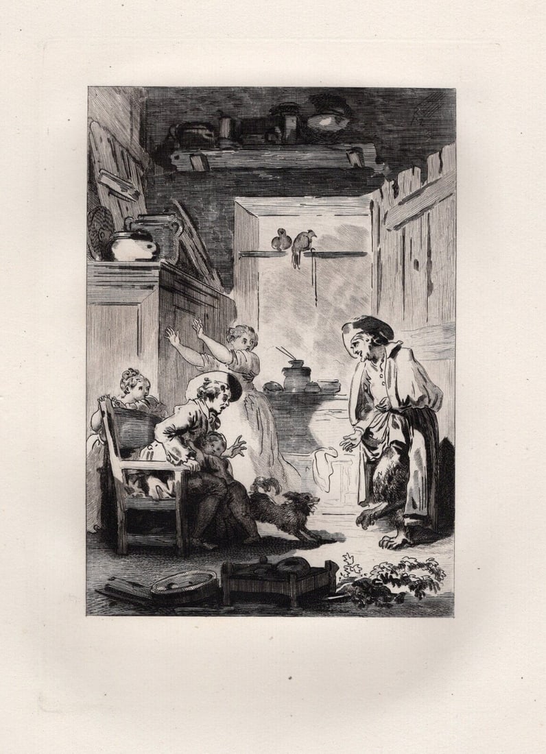 JEAN-HONORE FRAGONARD Limited 1800s Etching The Demon Belphegor Framed (1 of 2)