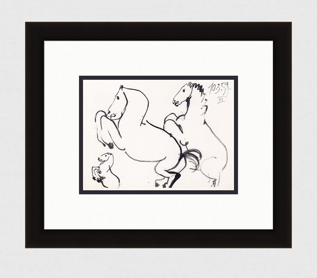 1961 Pablo PICASSO Mourlot Lithograph "The Three Horses" GALLERY FRAMED (1 of 2)