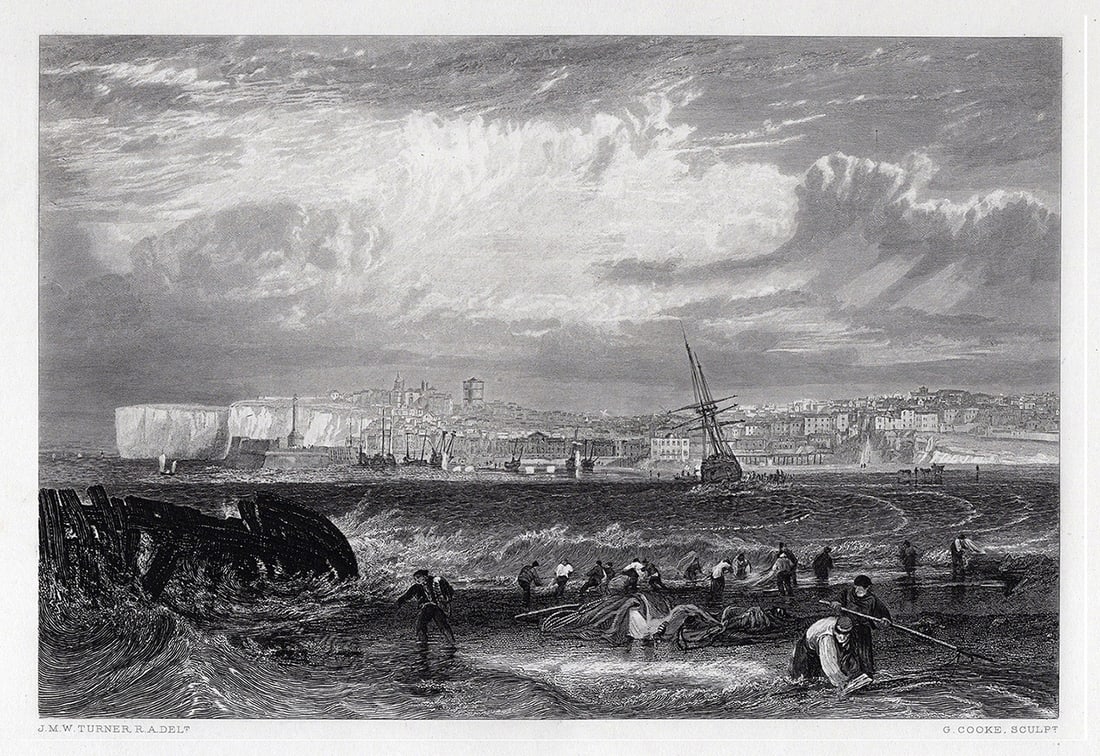 1800s JMW TURNER Engraving Margate, England FRAMED Signed (1 of 3)