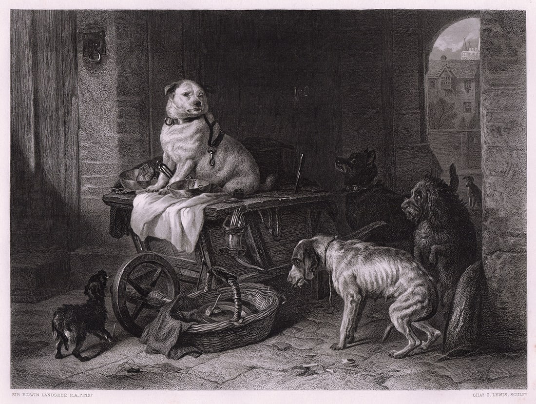 1869 Sir Edwin Henry Landseer Jack in the Office engraving signed (1 of 2)
