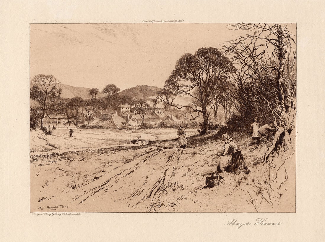 1908 Percy Robertson ORIGINAL Etching "Abinger Hammer" SIGNED (1 of 3)