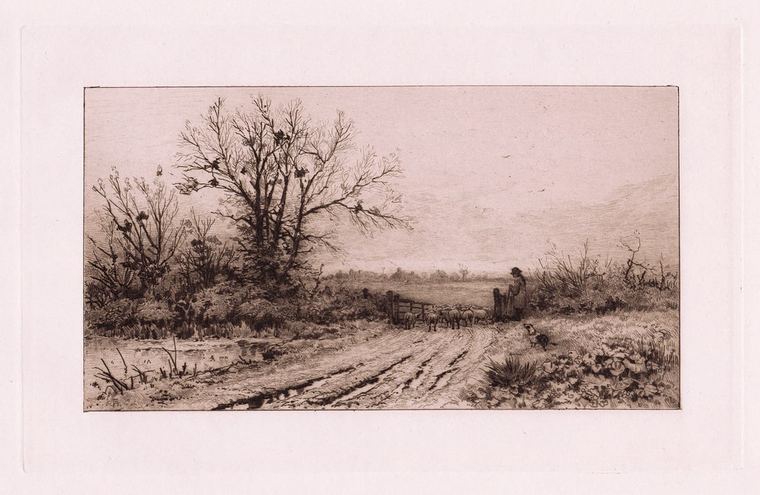 F. C. Albon Evening Near Harrow etching signed (1 of 3)