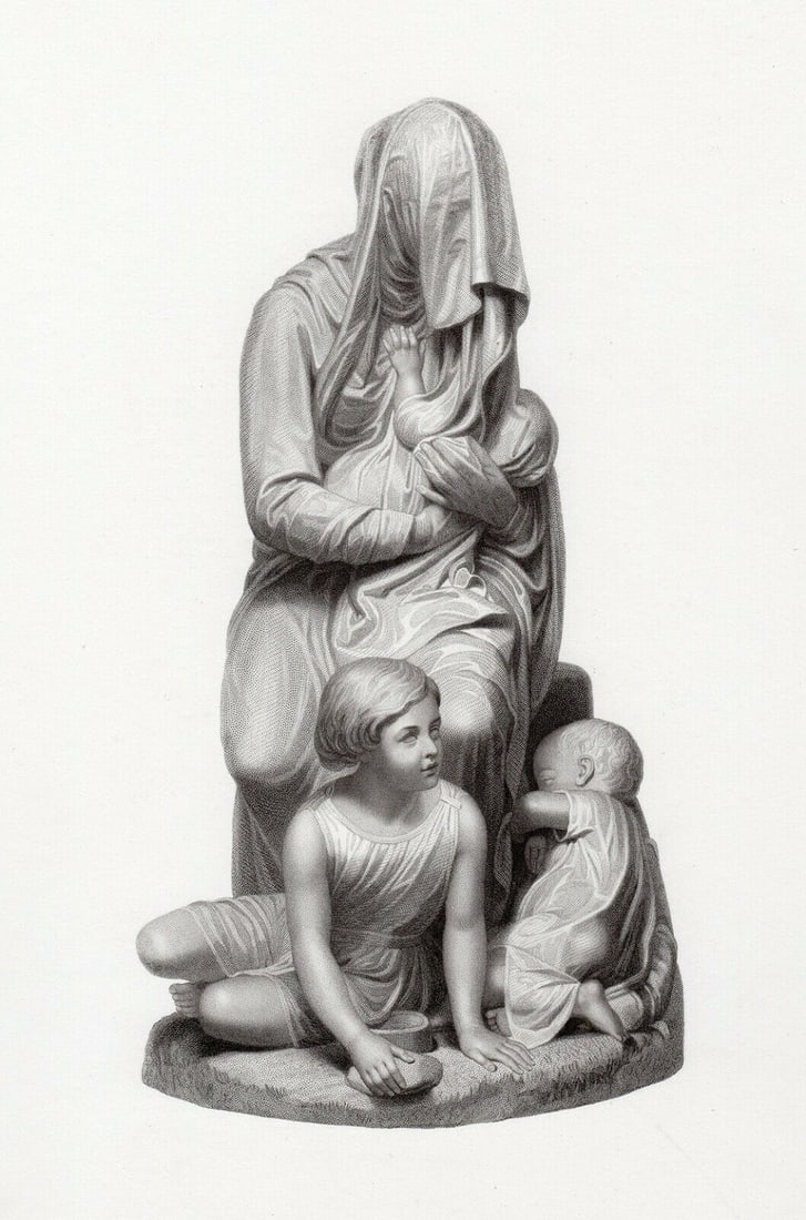 Democrito Gandolfi Bashful Beggar 1852 Engraving (1 of 2)