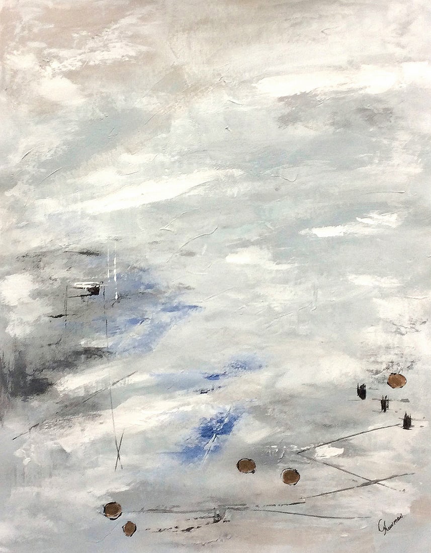 Gudrun Newman Original Painting Elemental II 32 x 40 inches: Gudrun Newman. "Elemental II". Original Mixed Media painting on canvas. Signed by the Artist. Canvas Size 32 x 40 inches. Gudrun Newman is one of the most successful contemporary artists to emerge out