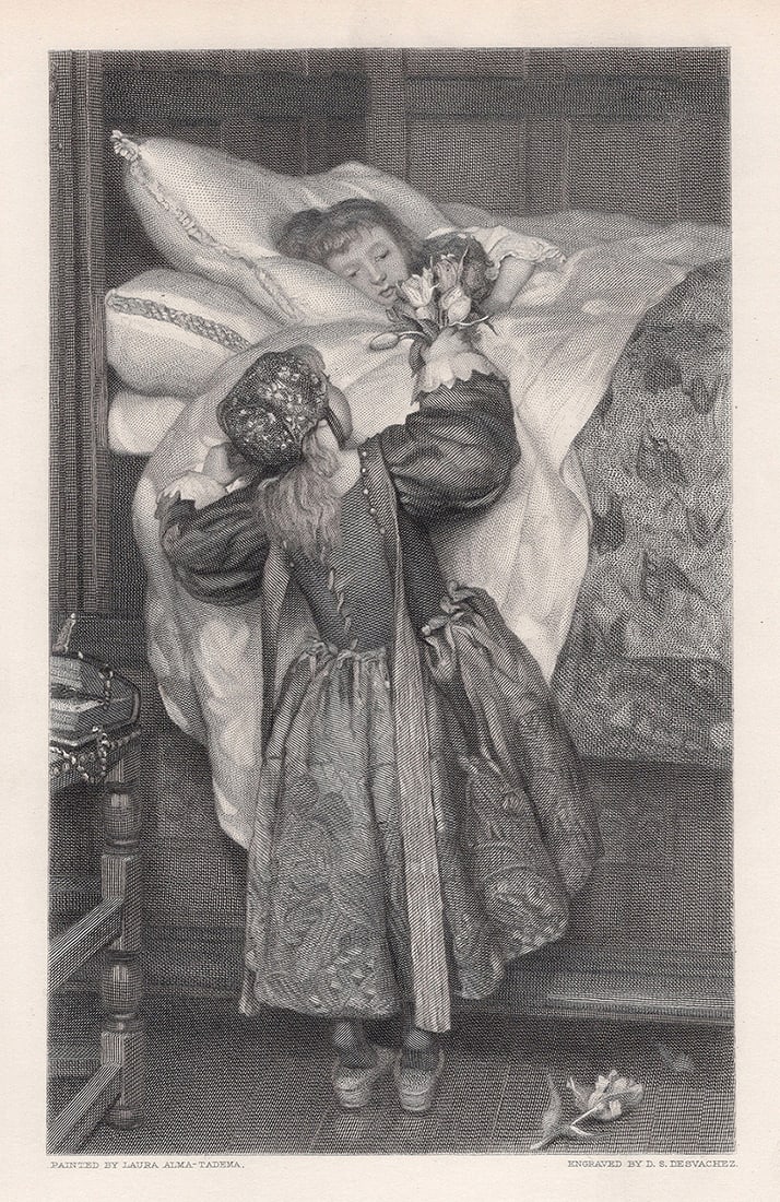 1800s Lawrence ALMA-TADEMA SIGNED Engraving A Sister's Love FRAMED (1 of 3)